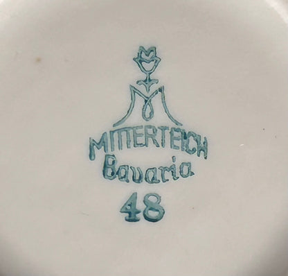 Pair of 1940’s German Mitterteich Bavaria Porcelain Gilded Violet Flower Motifs Personal Ashtrays