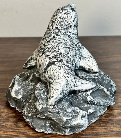 Vintage Circa 1970 American Shapes of Clay Mount St. Helen’s Volcanic Ash Seal on Rock Figurine by Stan Langtwait