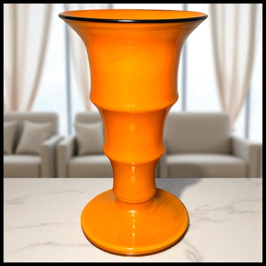 1930’s Czechoslovakia Art Deco Tango Glass Footed Trumpet Vase