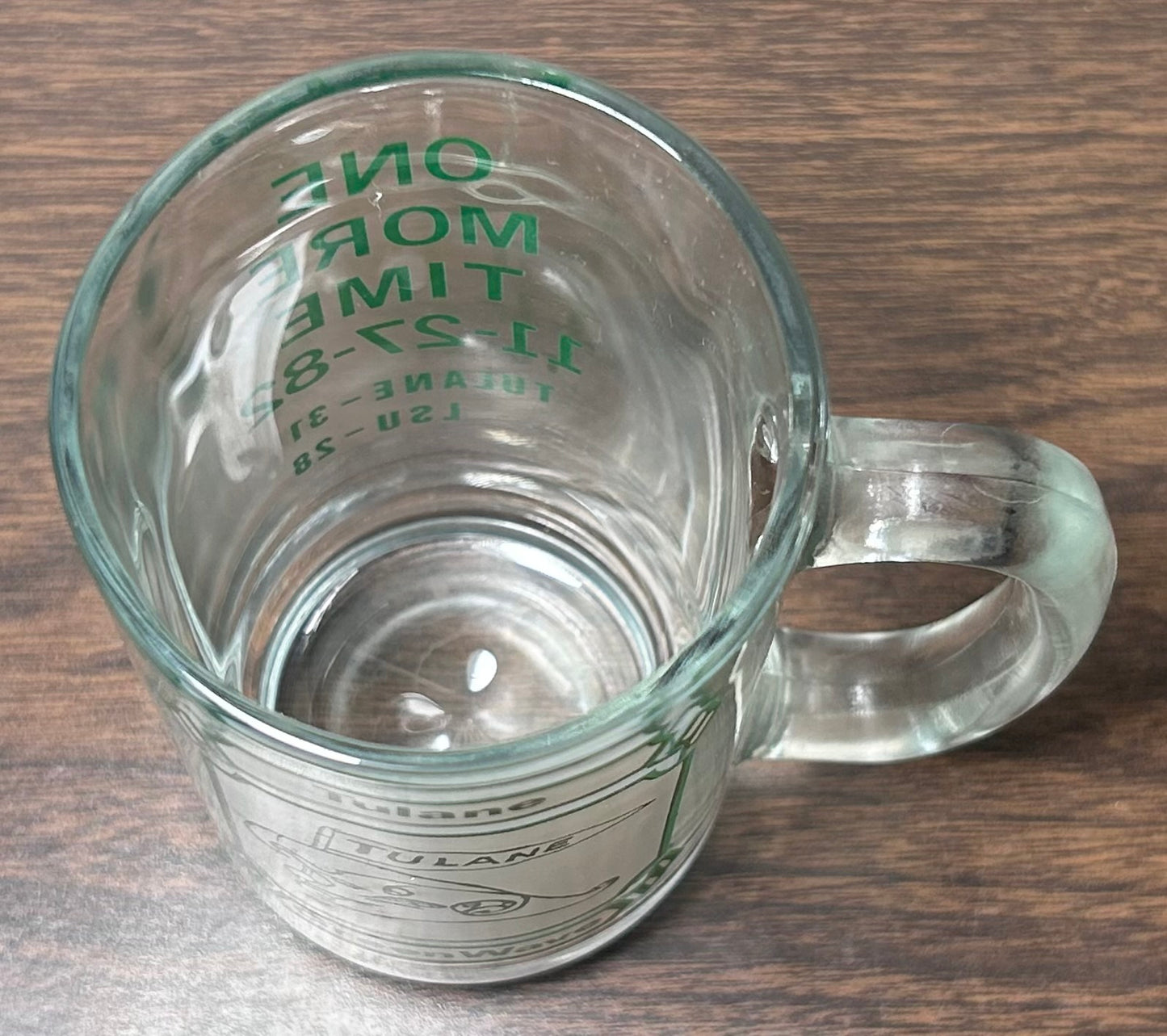 Vintage 1982 Tulane Green Wave vs. LSU Tigers Football One More Time Glass Mug