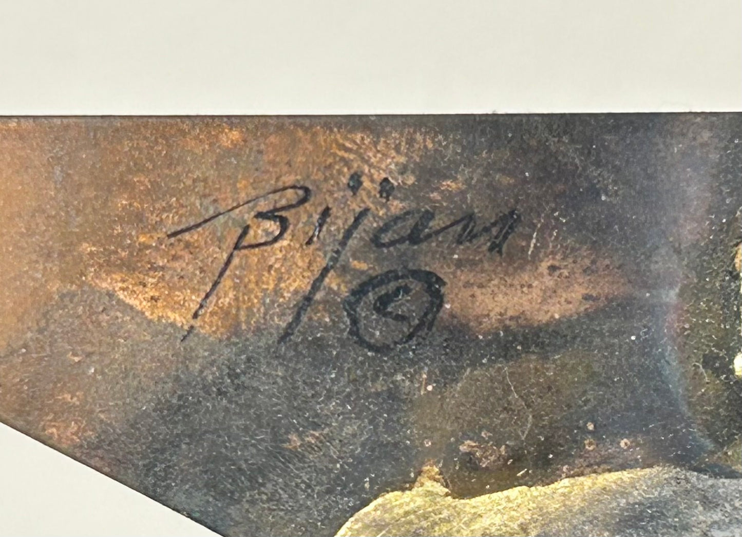 Vintage 1970’s American Brutalist Welded Copper/Brass Metal Sailboat on Stone Base Sculpture by Bijan Bahar