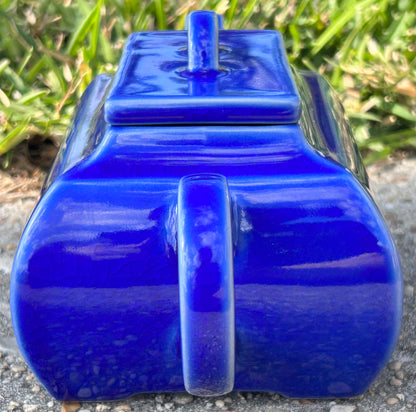 Vintage 1990’s French Mariage Freres Theiere Mandarins Cobalt Bleu Stoneware Ceramic Chinese Ming Dynasty Style Teapot