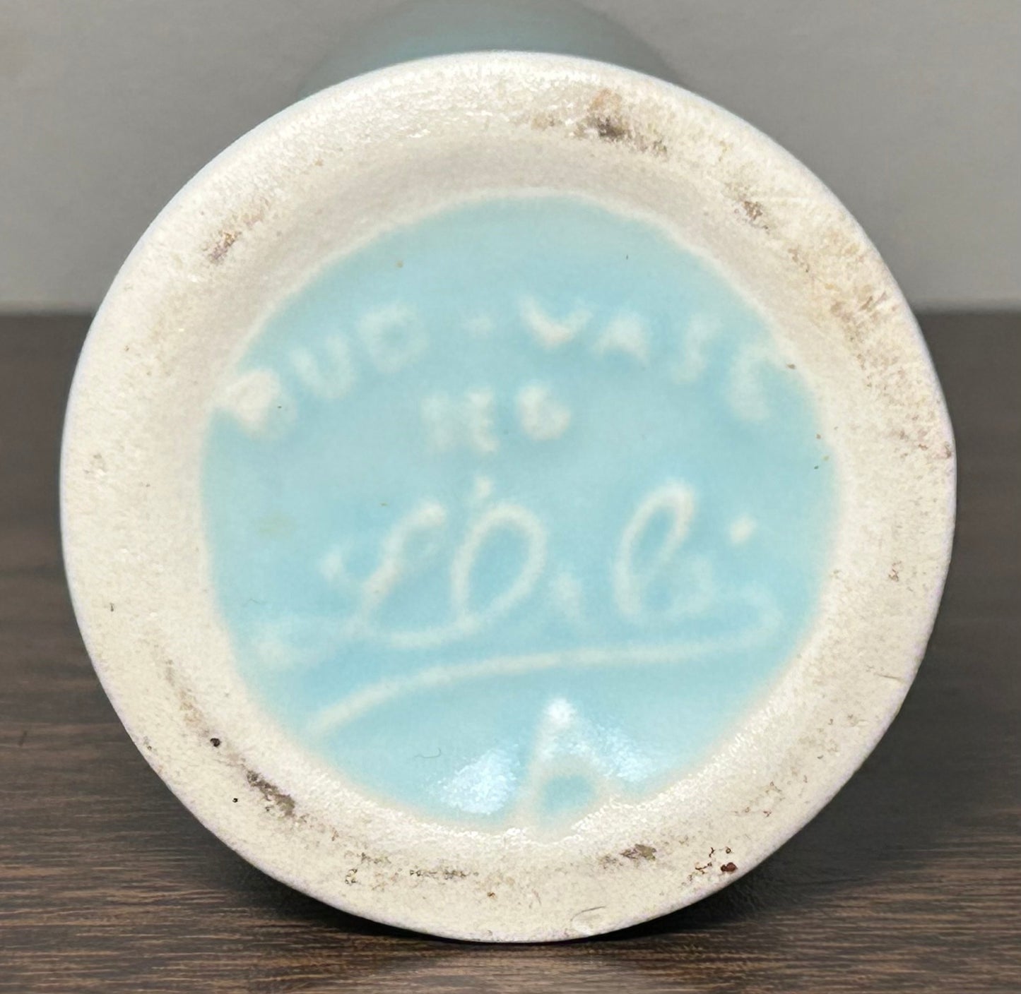 Vintage 1950’s American Mid Century Modern L’Orle Pottery Ceramic Pastel Blue Bud Vase