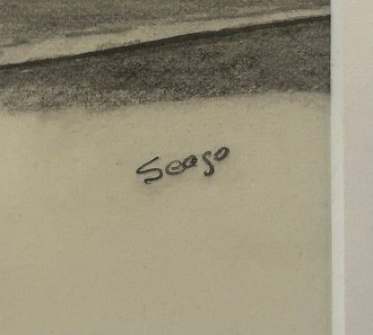 Vintage Robert Seago - “New Orleans Gallier Hall Mardi Gras Ball Arrival Scene” Framed Signed Pencil/Graphite Drawing (20th Century) (New Orleans, Louisiana)