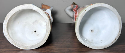 Set of 2 Late 19th Century German Victorian Conta & Boehme Bisque Porcelain Young Boy and Girl Figurines