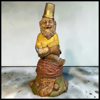 1992 American Tom Clark Yarn Resin Thimble Gnome Figurine with COA and Story Card