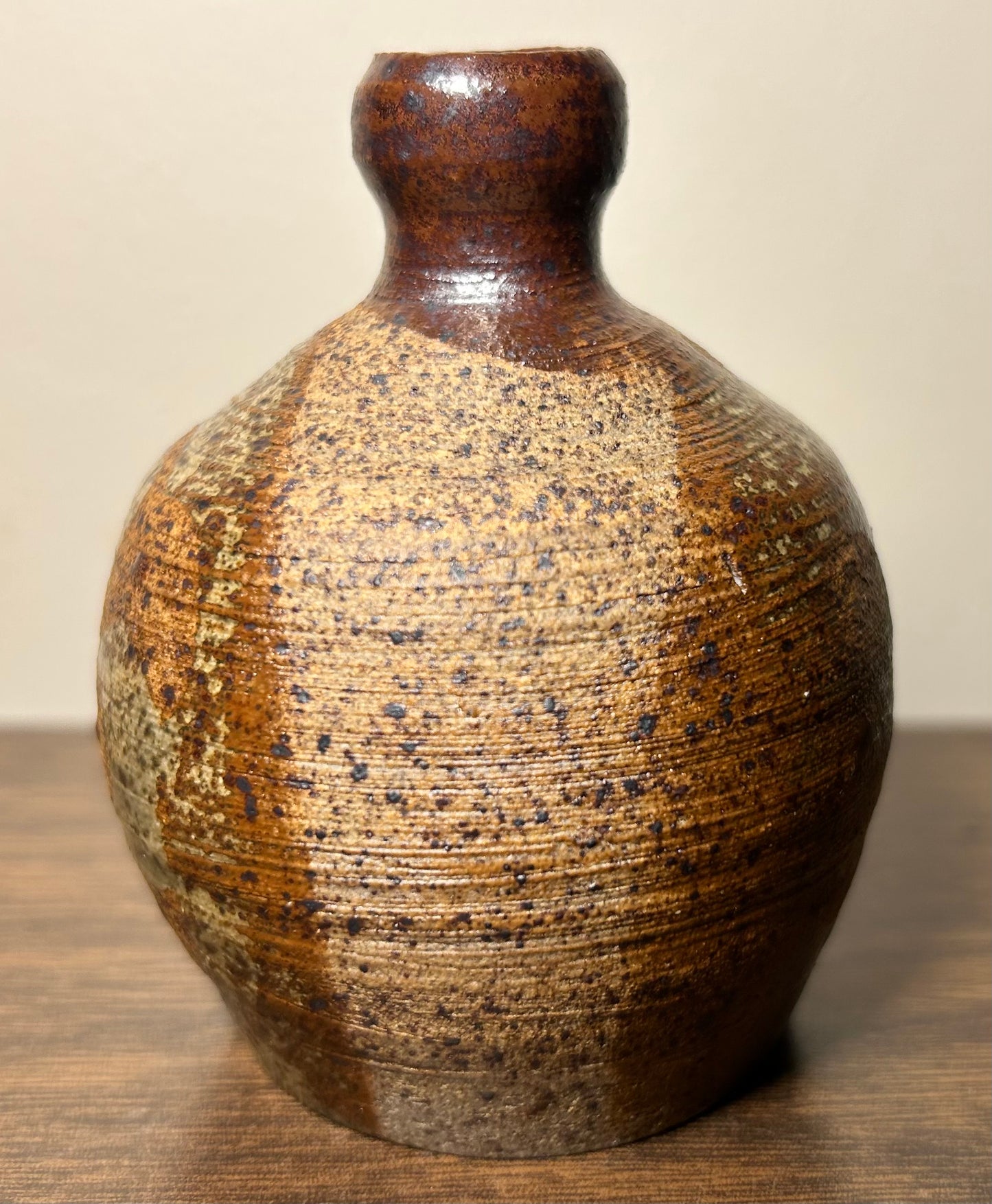 Vintage Circa Mid 20th Century Japanese Bizen Ware Pottery Small Floral Motifs Weed Pot Vessel