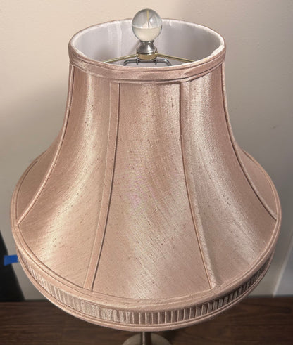 Arteriors Home Contemporary Style Silver Hammered Metal Trumpet Form Base/Cloth Bell Shade Table Lamp