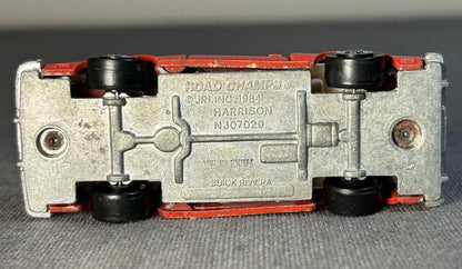 Vintage 1984 Road Champs Red Buick Riviera Convertible Diecast Toy Car