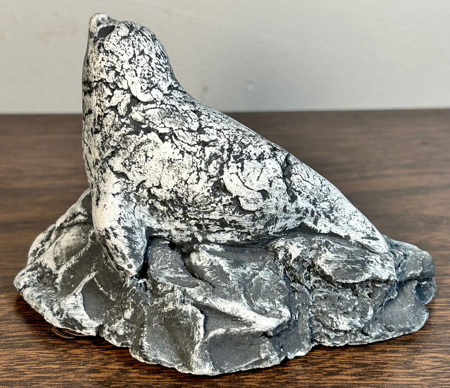 Vintage Circa 1970 American Shapes of Clay Mount St. Helen’s Volcanic Ash Seal on Rock Figurine by Stan Langtwait