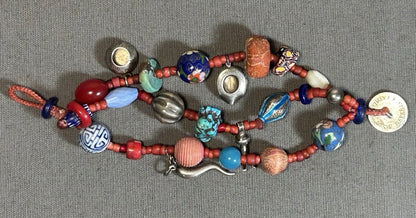 Vintage 1980’s American Beverly E. & Catherine Loane Studio Art Jewelry Boho-Chic Double-Wrap Beaded/Charm Bracelet (California)