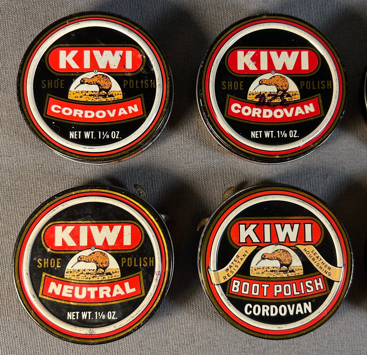 Lot of 8 Vintage 1960’s American Kiwi Shoe Polish Metal Tins Made in Pottstown, Pennsylvania