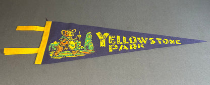 Vintage 1960’s American Yellowstone Park Marching Drummer Bear Souvenir Felt Pennant