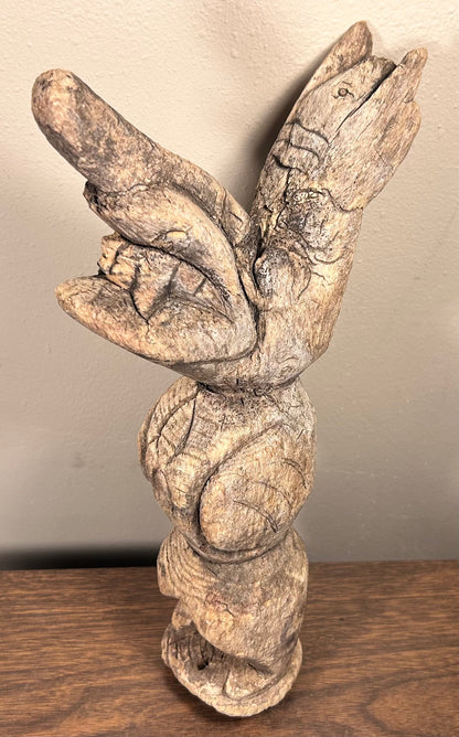 Vintage Mid 20th Century American Pacific Northwest Tribal Style Mythical Bird-Man Spirit Basswood Carving Sculpture