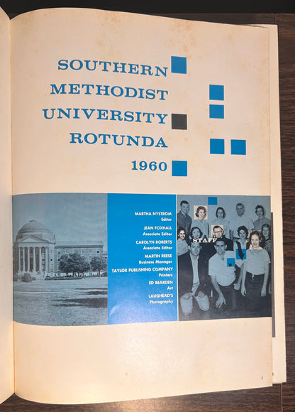 Vintage 1960 Southern Methodist University Mustangs Rotunda Hardcover Yearbook