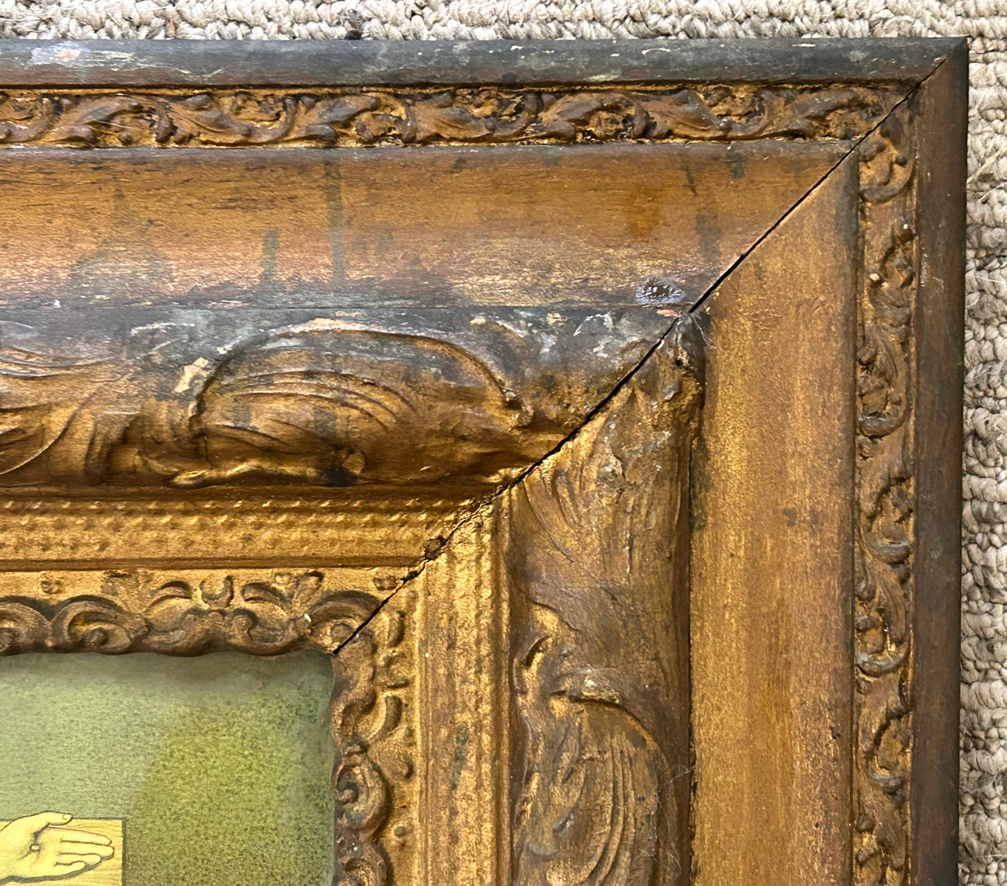 Circa 1900 American Victorian “The Crucifixion of Jesus Christ” Framed Chromolithograph Print