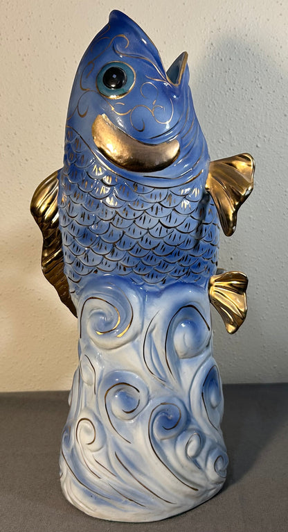 Vintage 1980’s Chinese Export Porcelain Figural Koi Fish Vase
