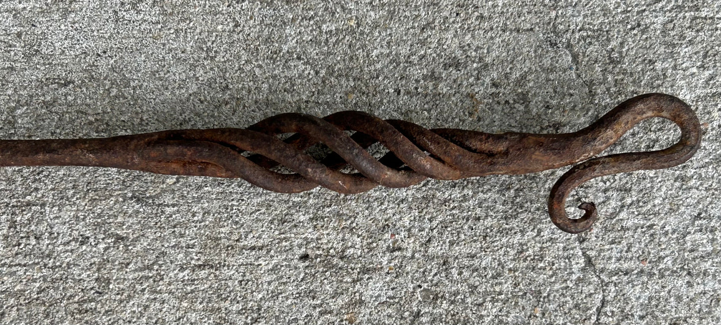 Late 19th Century American Primitive Wrought Iron Four-Prong Fireplace Toasting Fork