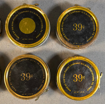 Lot of 8 Vintage 1960’s American Kiwi Shoe Polish Metal Tins Made in Pottstown, Pennsylvania