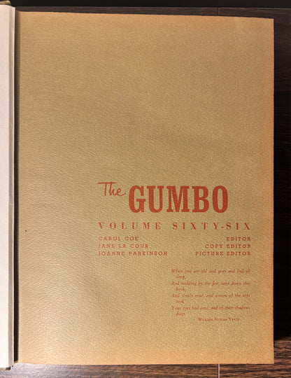 Vintage 1966 LSU Tigers Gumbo Yearbook