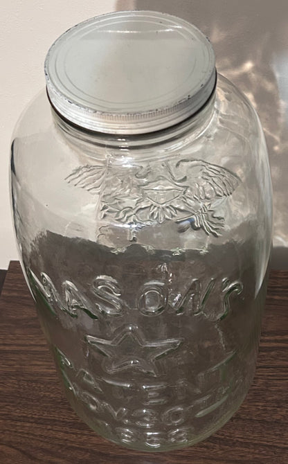 Vintage Circa 1975 American Owens-Illinois Clear Glass 4-Gallon Mason Jar with Lid