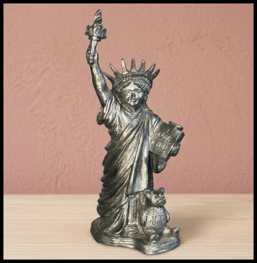 Vintage 1999 Michael Ricker Pewter Statue of Liberty Girl Figurine (Louisiana)