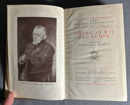 1927 American “The Pocket University - Volume VIII, Part I: American Wit and Humor” Hardcover Book