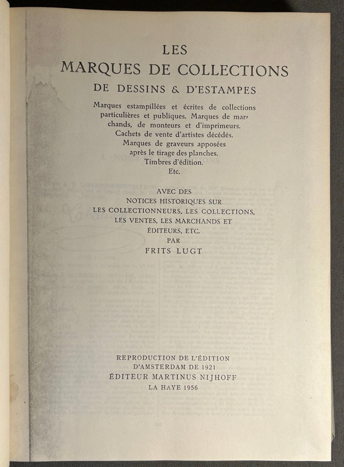 Vintage 1956 “Les Marques de Collections de Dessins & d'Estampes” Supplément 2-Volume Hardcover Book Set