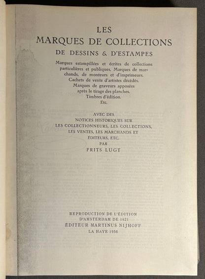 Vintage 1956 “Les Marques de Collections de Dessins & d'Estampes” Supplément 2-Volume Hardcover Book Set