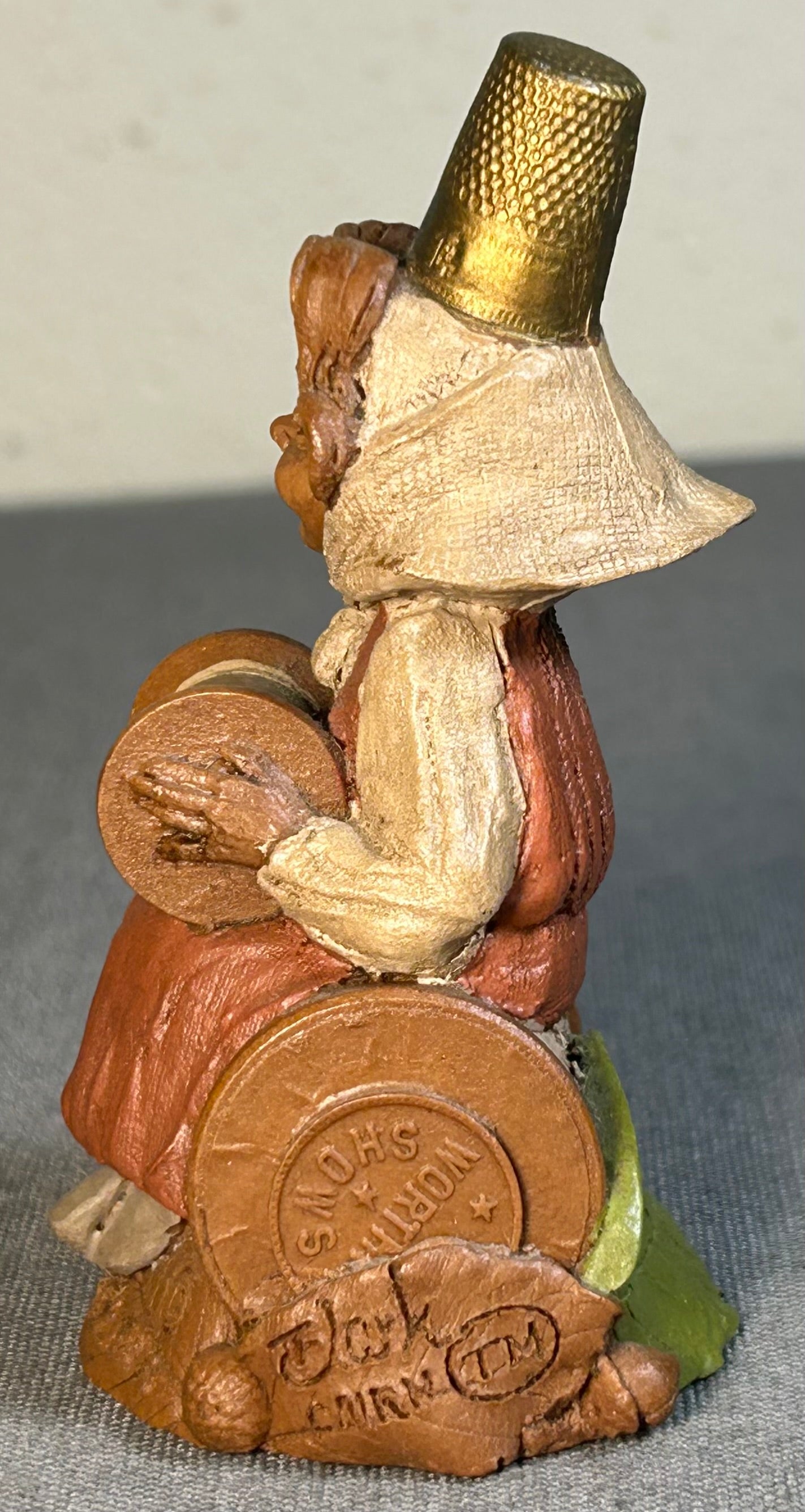 Vintage 1988 American Tom Clark Thimblena Resin Thimble Gnome Figurine with COA and Story Card