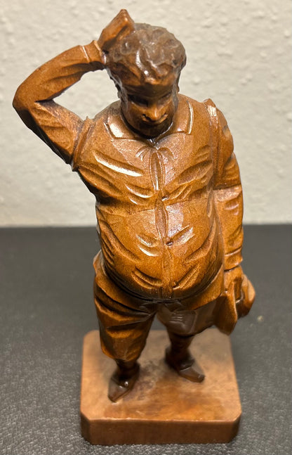 Vintage Mid 20th Century Spanish Ouro Artesenia Sancho Panza Hand-Carved Wooden Figurine