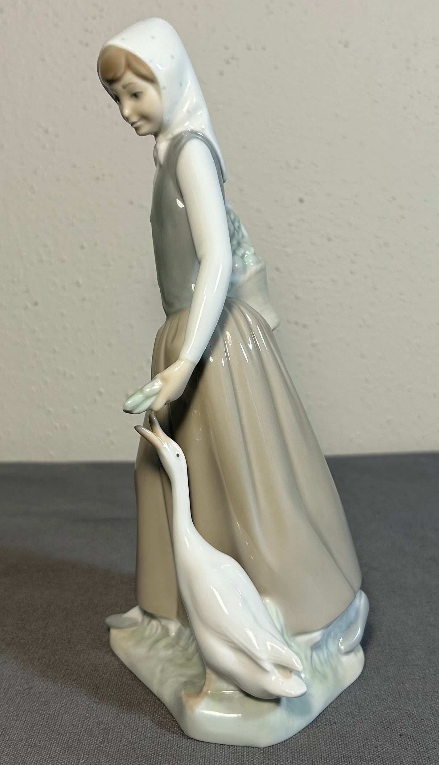 Vintage Circa 1980 Spanish NAO by Lladro Porcelain Girl with Duck Figurine (Retired)