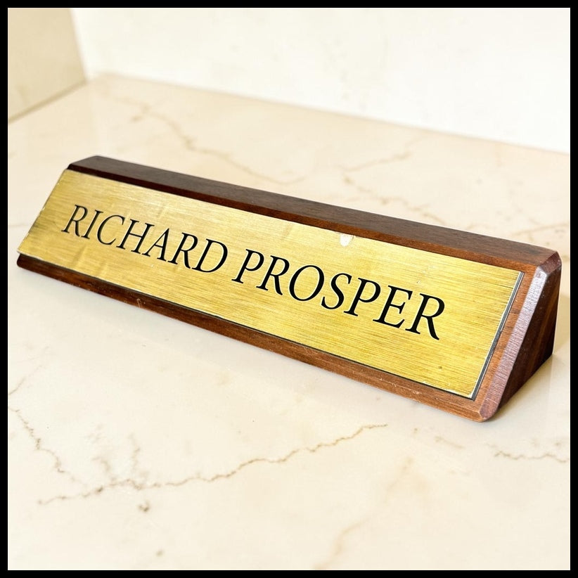 Leverage: Redemption Season 2 Episode 9 Richard Prosper Executive Desk Name Plate T.V. Prop (“The Pyramid Job”)