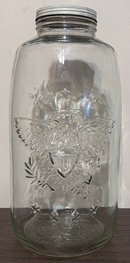Vintage Circa 1975 American Owens-Illinois Clear Glass 4-Gallon Mason Jar with Lid