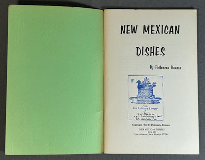 Vintage 1970 “New Mexican Dishes” by Philomena Romero Paperback Cookbook