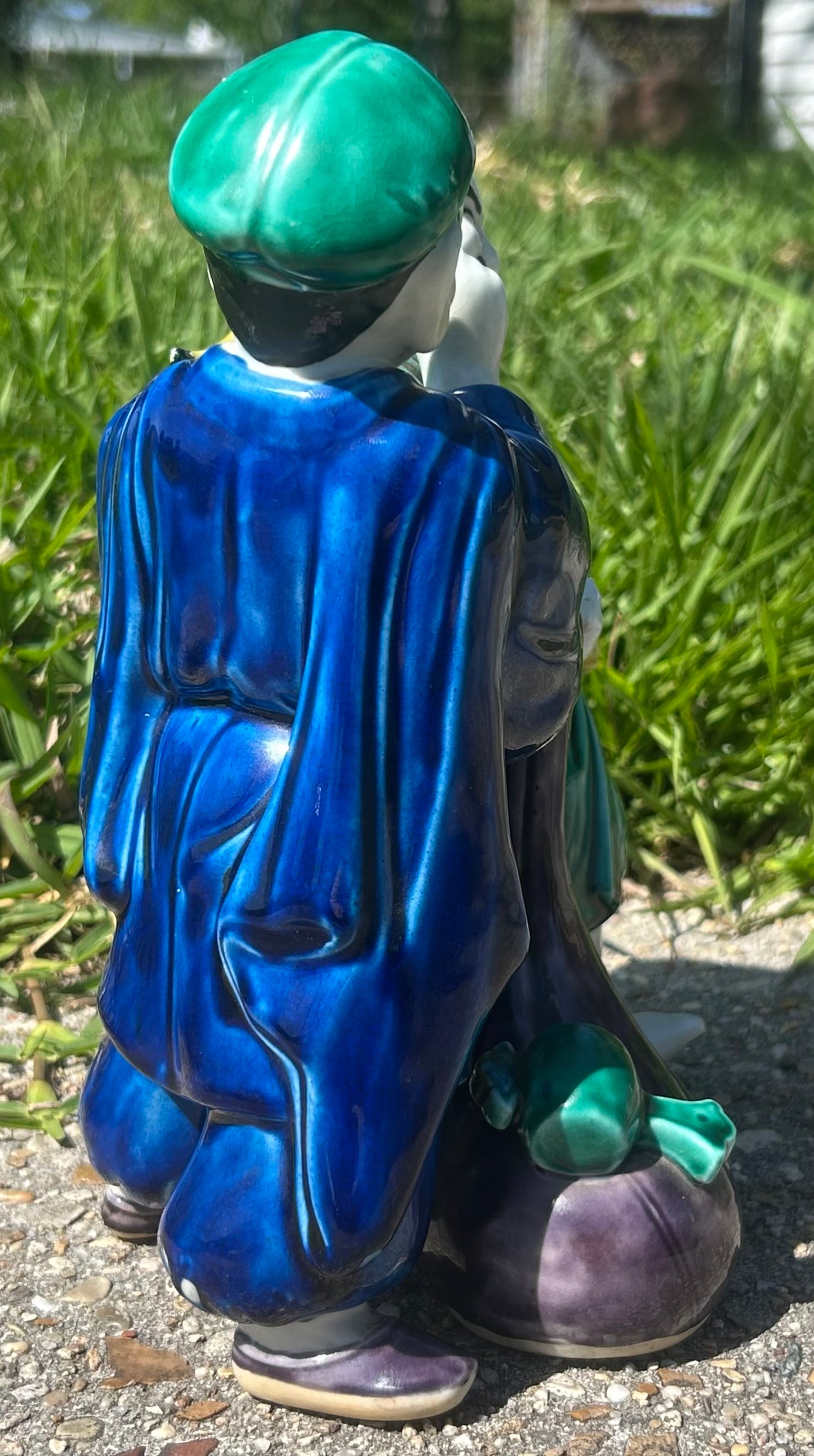 Vintage Circa 1970 Chinese Export Porcelain Fisherman and Ear Cleaning Man Fengsu Renwu Figural Group Figurine