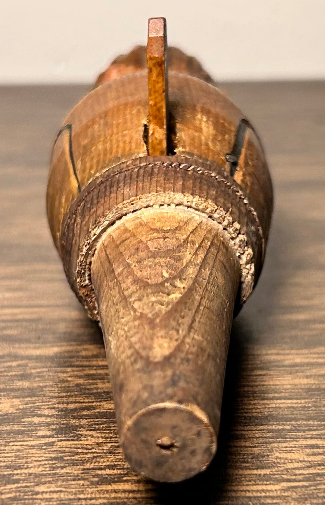 Vintage 1950’s Italian ANRI Carved Wooden Polychrome Mechanical Man in Glasses Figural Bottle Stopper