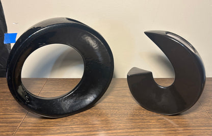 Set of 2 Vintage 1970’s Japanese Postmodern Pottery Black Ceramic Ikebana Vases