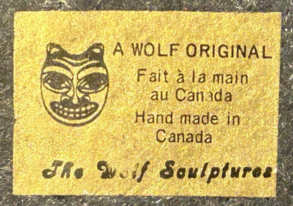 Vintage 1970’s Candian The Wolf Sculptures Edmund Wolf Indigenous Hunter Embracing Polar Bear Soapstone Style Resin Composite Sculpture