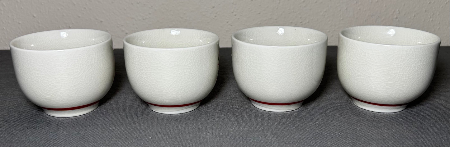Vintage 1970’s Japanese Kutani Porcelain Peacock/Floral Motifs Six-Piece Teapot and Teacups Set