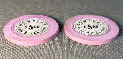 Vintage 1949-1951 American O’Dwyer’s Illegal Casino Gambling Club $5.00 Clay Poker Chip (New Orleans/Jefferson, Louisiana)
