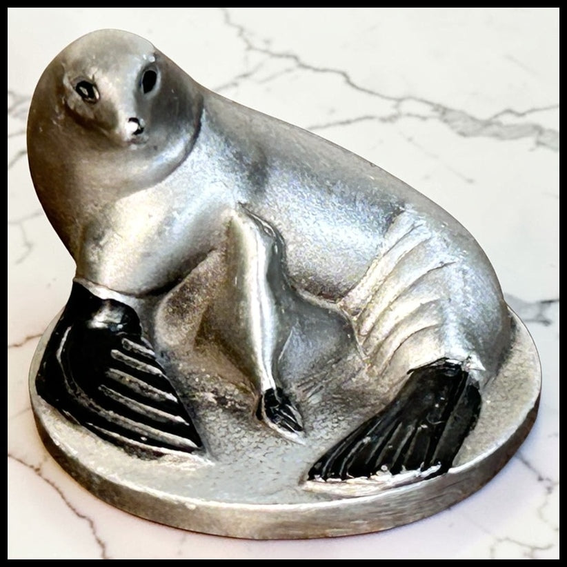 Vintage 1981 American Heller Pewter Sea Lion Miniature Figurine