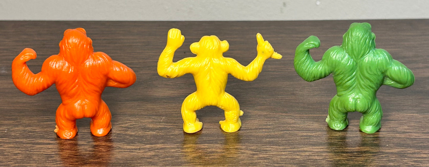 Lot of 3 Vintage 1970’s American Diener Industries Rubber Novelty Gorilla/Chimpanzee Erasers