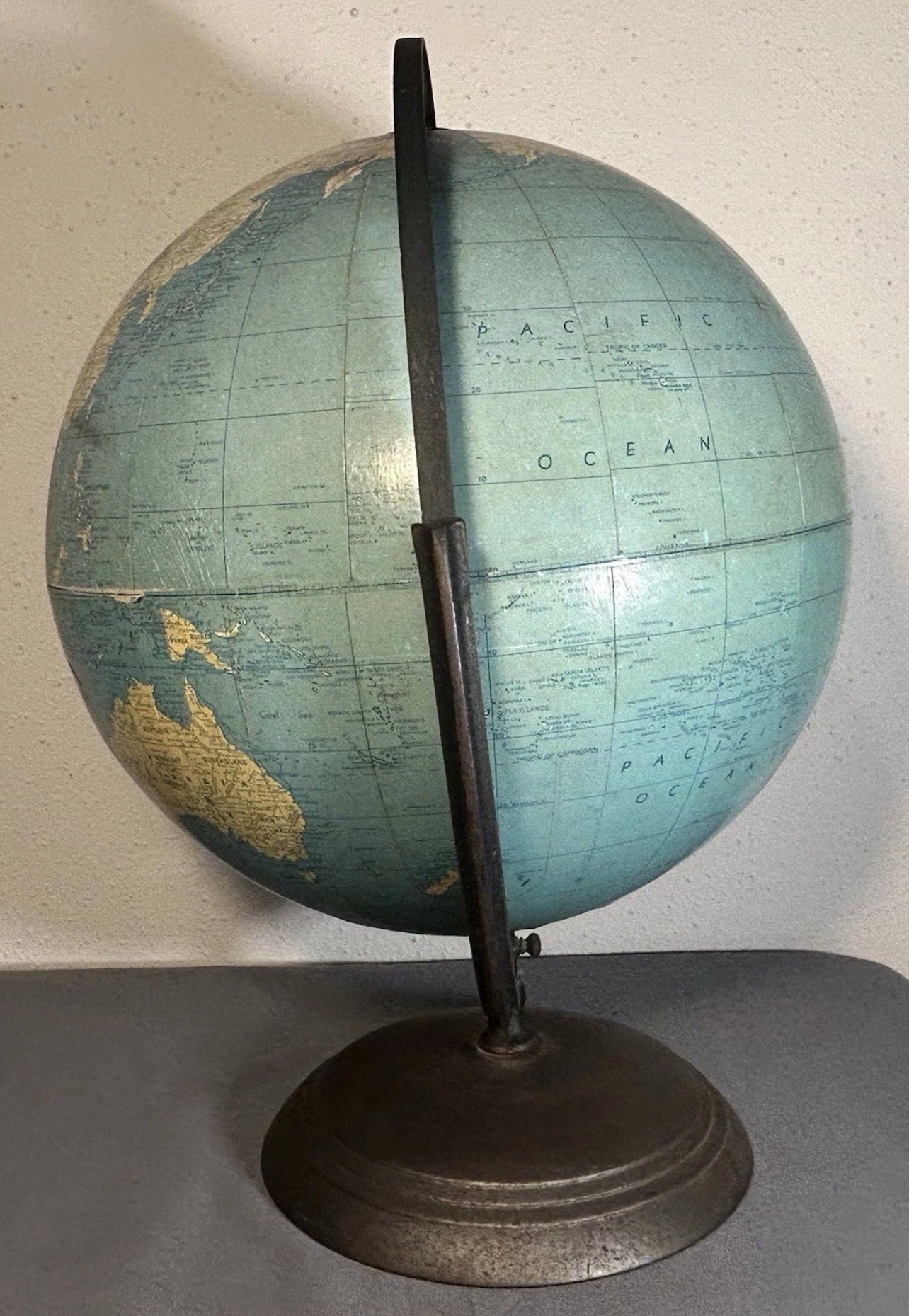 1948 American Weber Costello Co. 12-Inch Peerless Terrestrial Globe on Cast Metal Base