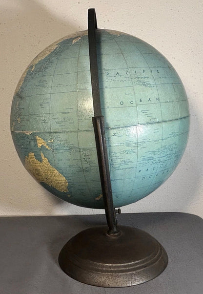 1948 American Weber Costello Co. 12-Inch Peerless Terrestrial Globe on Cast Metal Base