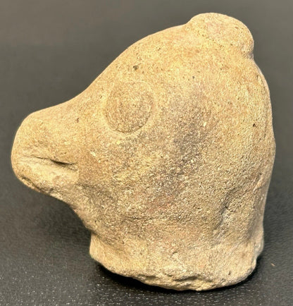 Vintage Circa 1970 Mexican Pre-Columbian Aztec Style Zoomorphic Terracotta Clay Bird Effigy Head Figurine