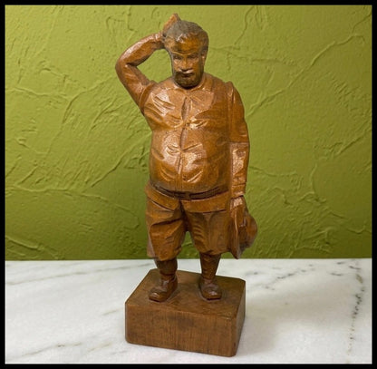 Vintage Mid 20th Century Spanish Ouro Artesenia Sancho Panza Hand-Carved Wooden Figurine