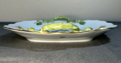 Vintage Circa 1970 Hungarian Herend Porcelain Hand-Painted Rothschild Bird Pattern Scalloped Rim Handled Square Serving Tray