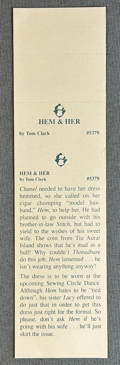 Vintage 1998 American Tom Clark Hem & Her Resin Thimble Gnome Figurine with Story Card