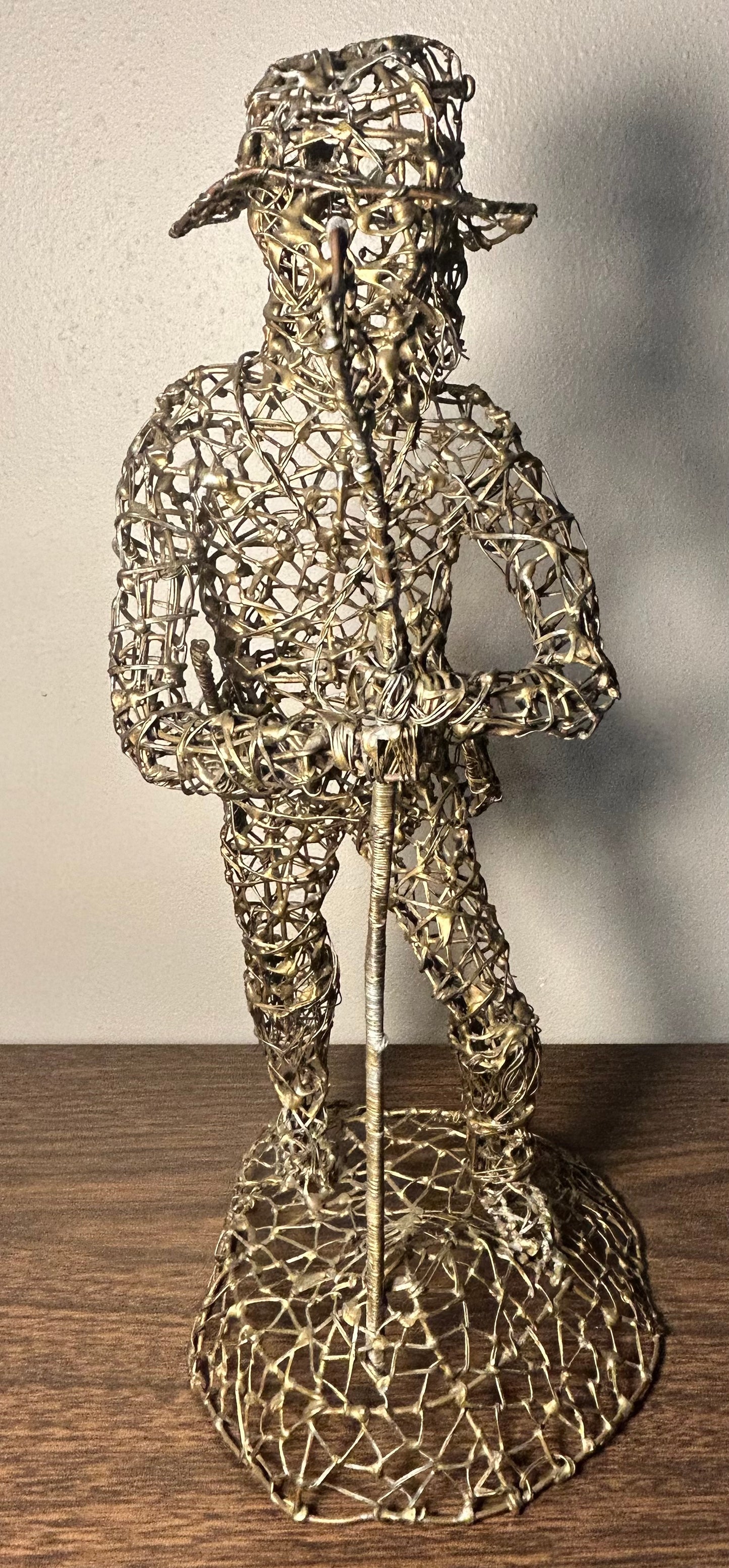 Vintage 1960's Brutalist C. Serraty Style Hunter Man Metal Wire Sculpture